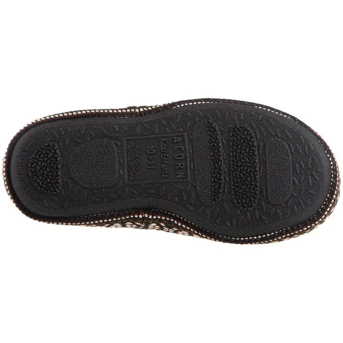 Acorn Kids' Slippers - L’il Woven Trim Moccasins, Stormy Grey, K10/11 | A19009STG10-11