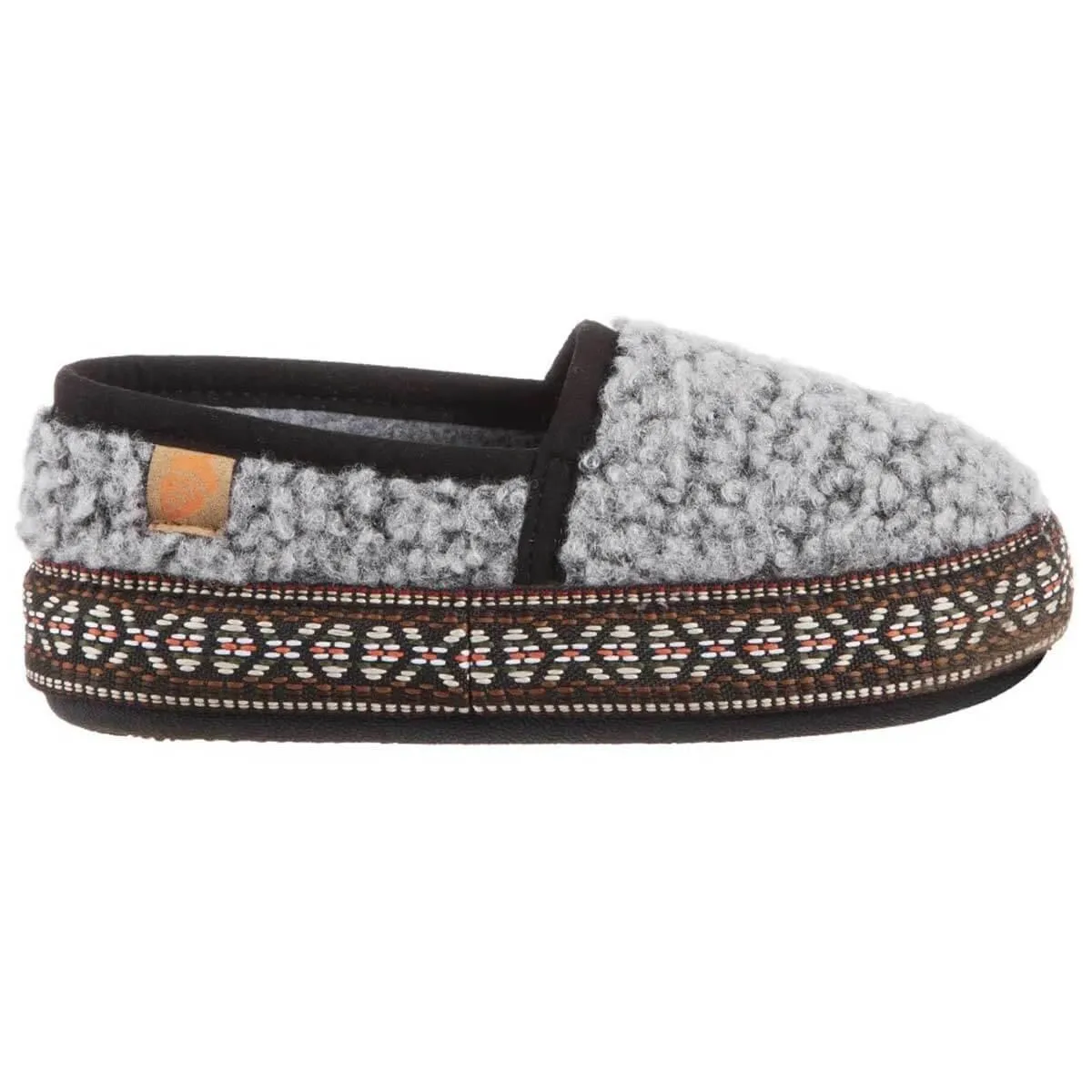 Acorn Kids' Slippers - L’il Woven Trim Moccasins, Stormy Grey, K10/11 | A19009STG10-11