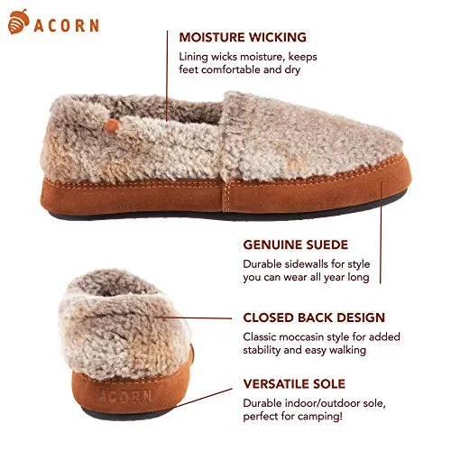 Acorn Women's Moc Slipper, Wooly Stripes, 5-6