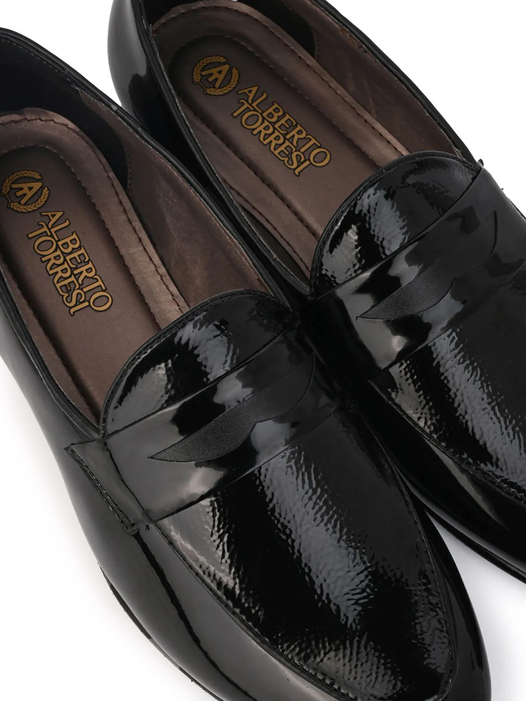 Alberto Torresi Nancy Penny Black Pattent Saddle Loaffer