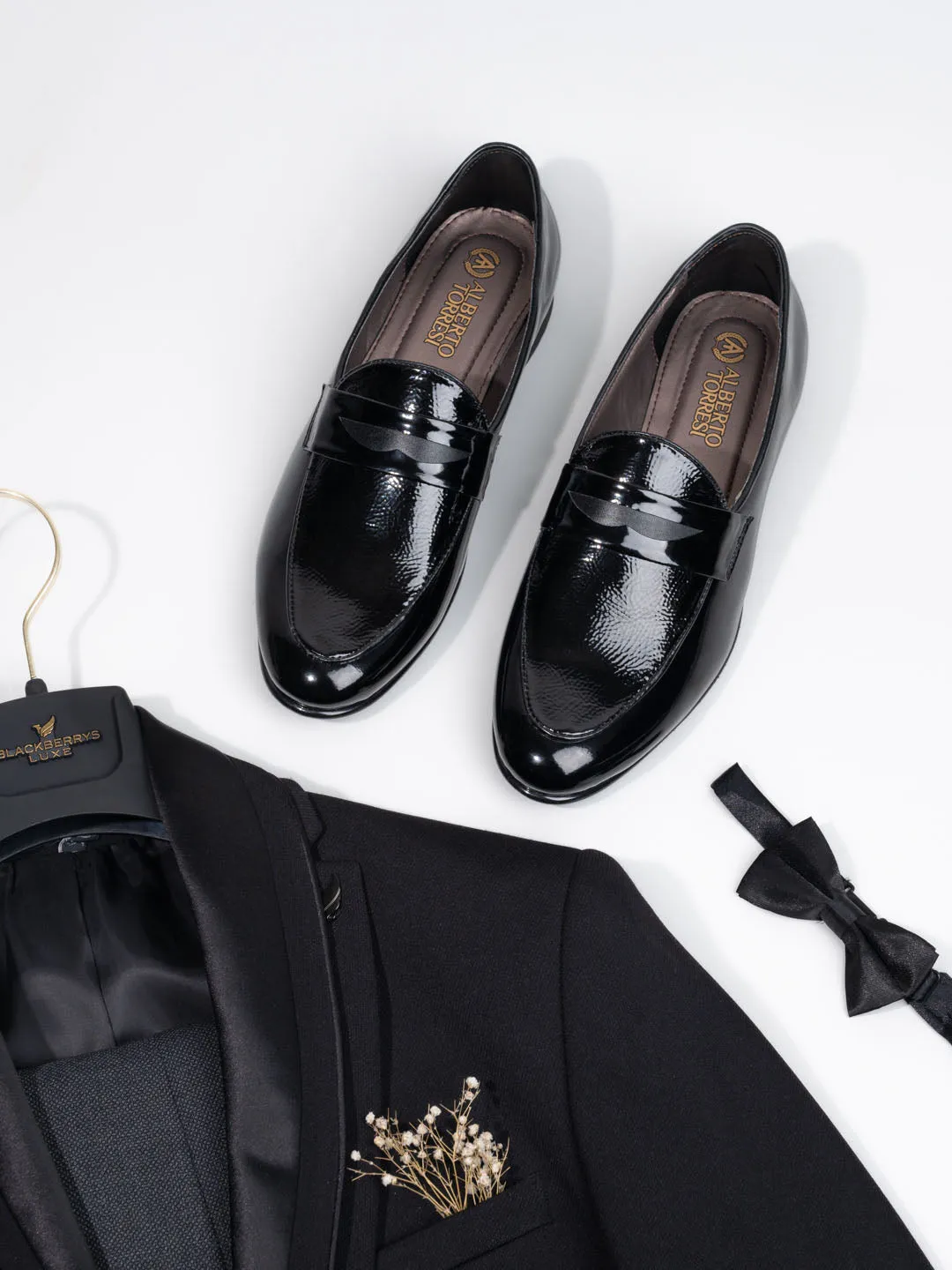 Alberto Torresi Nancy Penny Black Pattent Saddle Loaffer