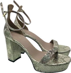 AllSaints Metallic Gold Ziggy Snake Platform Sandals EU 40 UK 7