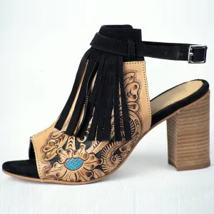 American Darling ADFT102 Hand tooled carved genuine leather sandal footwear flip flop