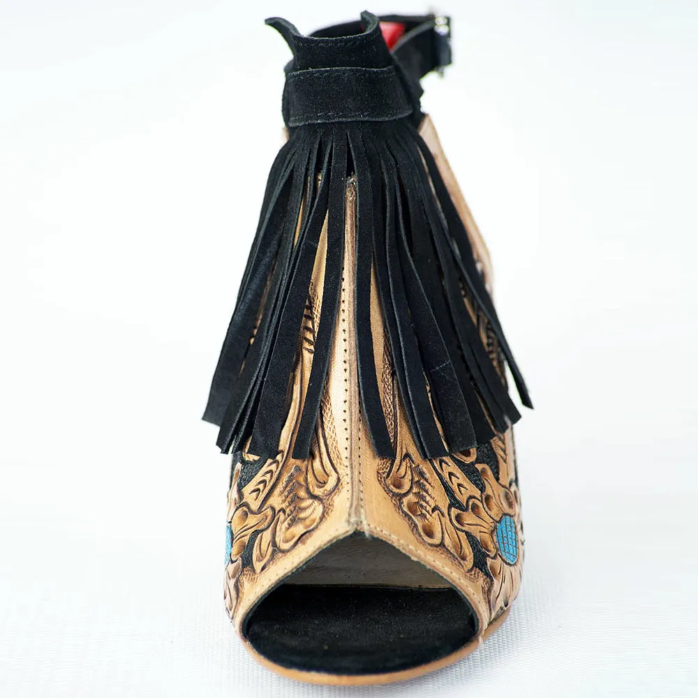 American Darling ADFT102 Hand tooled carved genuine leather sandal footwear flip flop