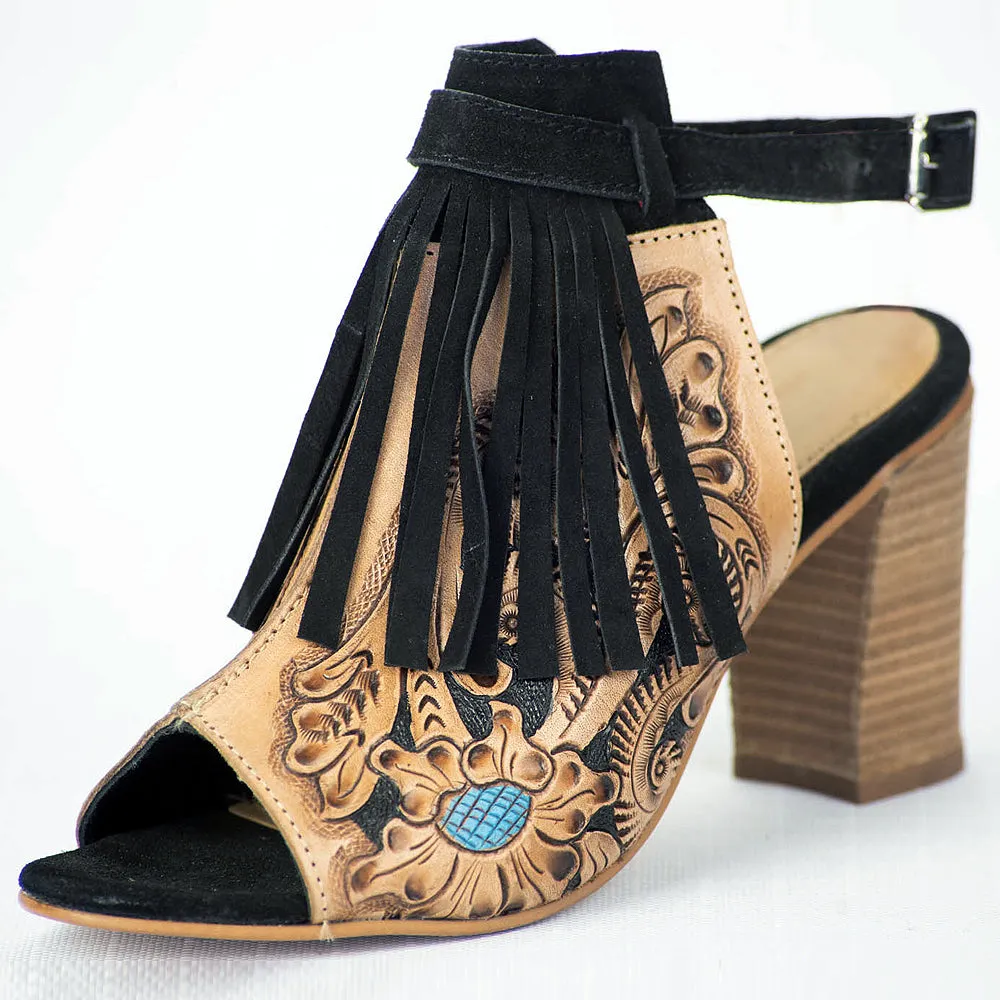 American Darling ADFT102 Hand tooled carved genuine leather sandal footwear flip flop