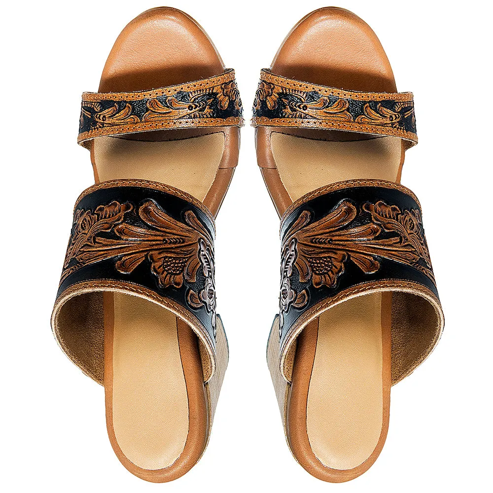 American Darling ADFT111 Hand tooled carved genuine leather sandal footwear flip flop