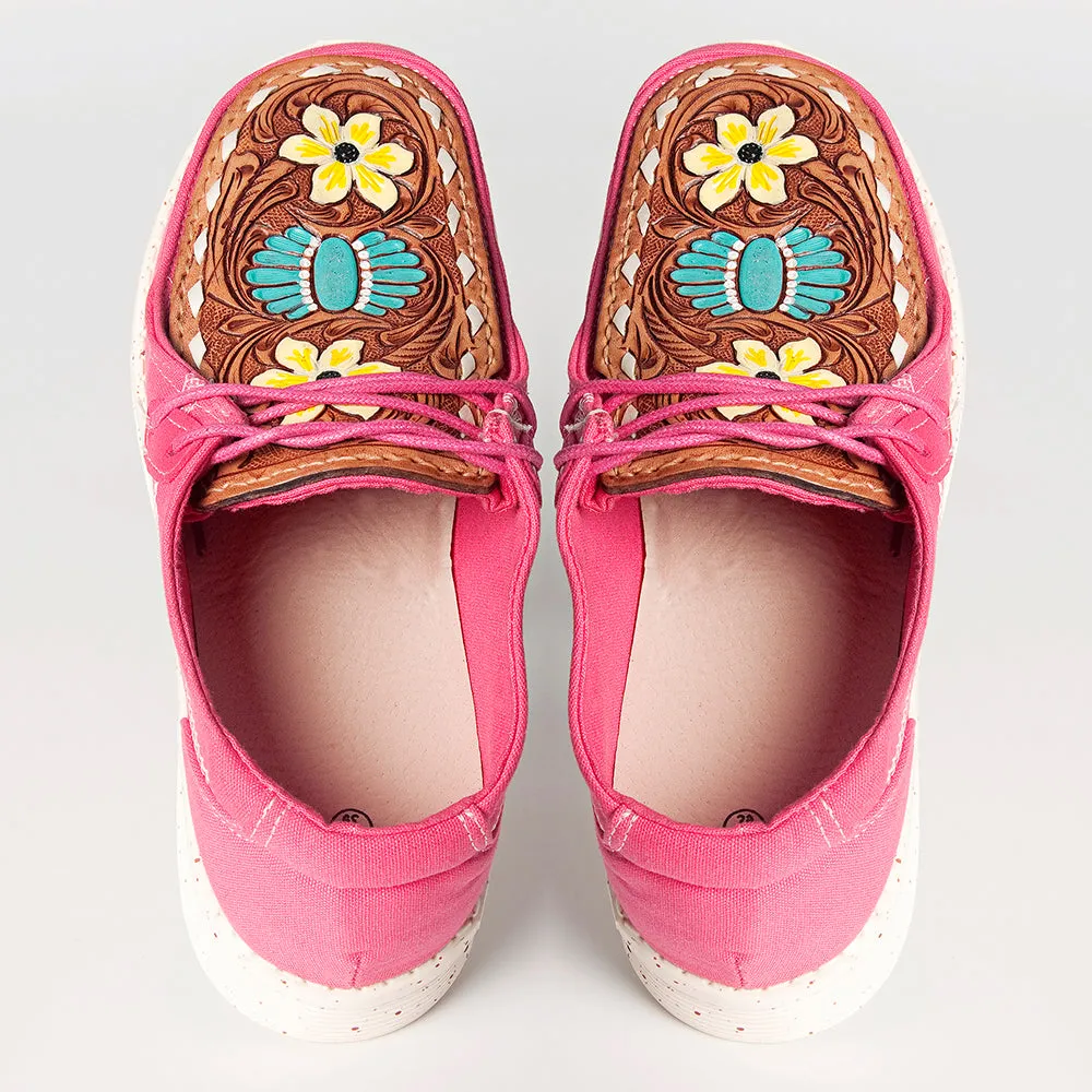 American Darling ADFT133FU5 Hand tooled carved genuine leather trim lightweight shoe footwear slip on