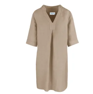 Anais V-Neck Linen Dress Beach Sand