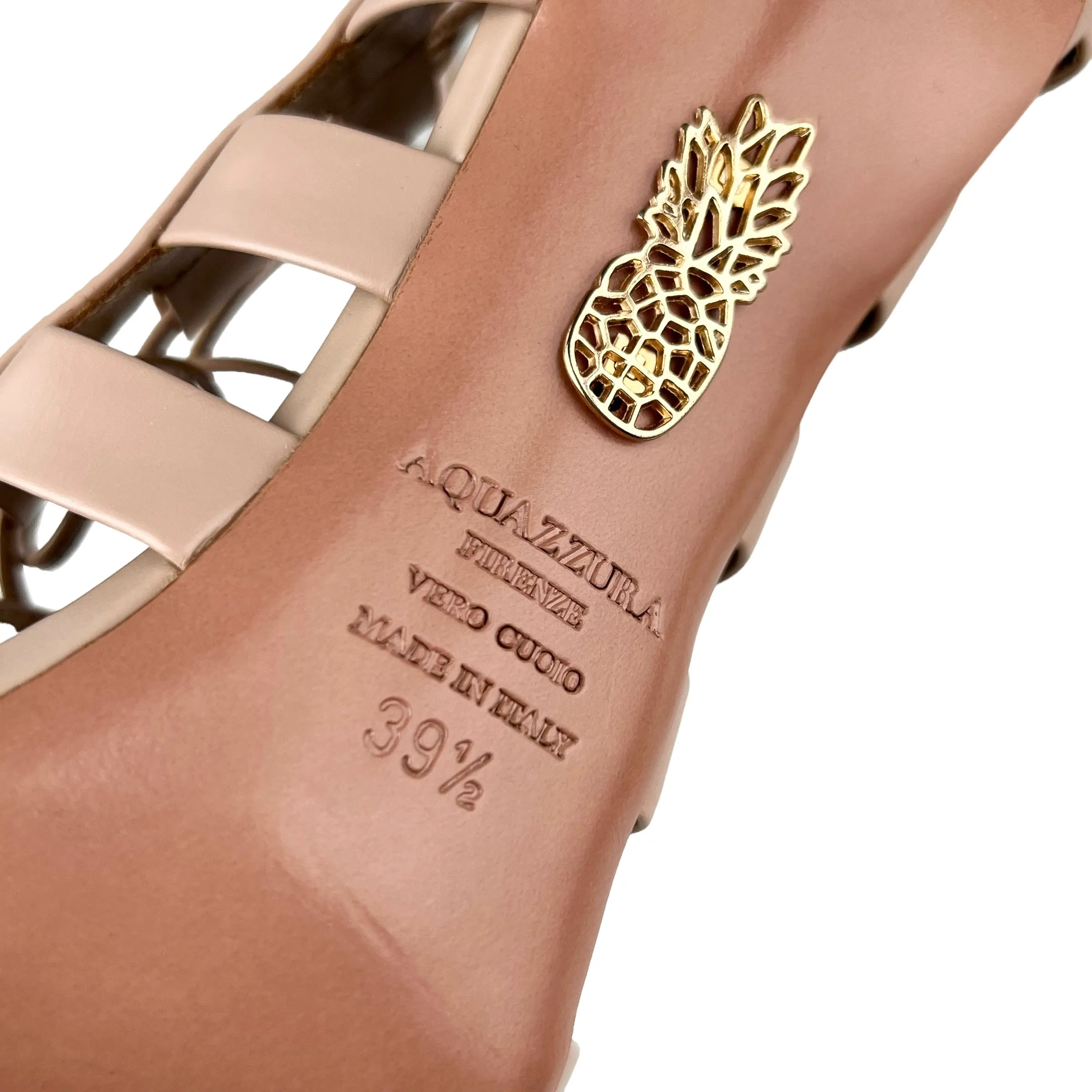 Aquazzura Firenze Nude Calf Leather Amazon 105 Lace Up Sandals
