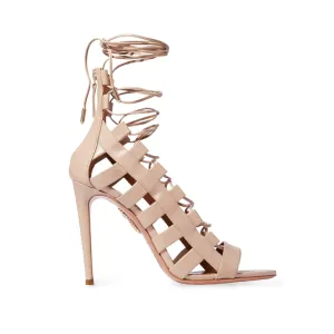 Aquazzura Firenze Nude Calf Leather Amazon 105 Lace Up Sandals