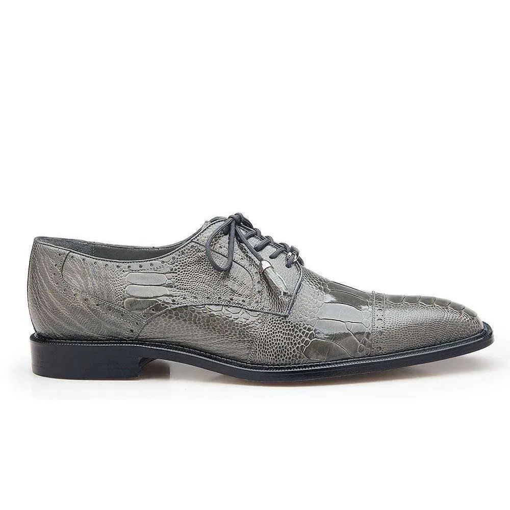 Belvedere Batta Men's Gray Genuine Ostrich Cap Toe Oxfords 14006 (BV2117)