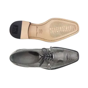 Belvedere Batta Men's Gray Genuine Ostrich Cap Toe Oxfords 14006 (BV2117)