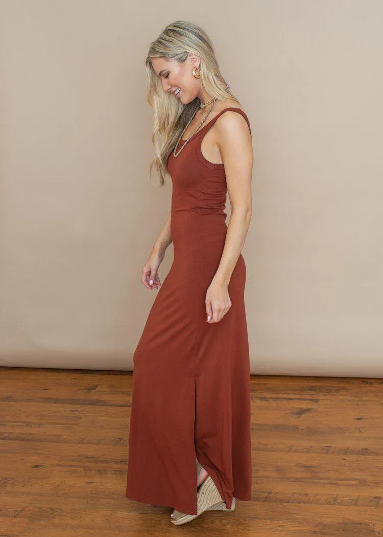 Bobi Copper Soft Tank Maxi Dress