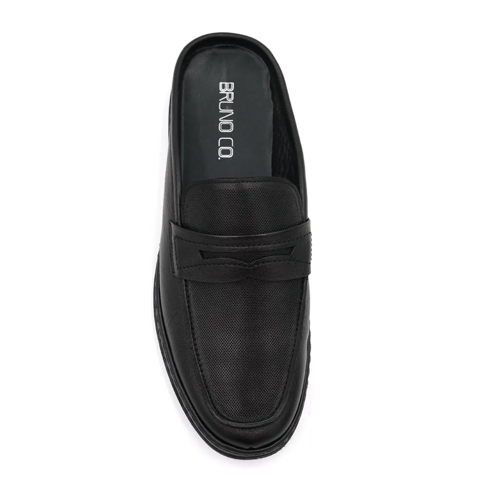 BRUNO CO. Leather Men's Mules Shoes (Black)
