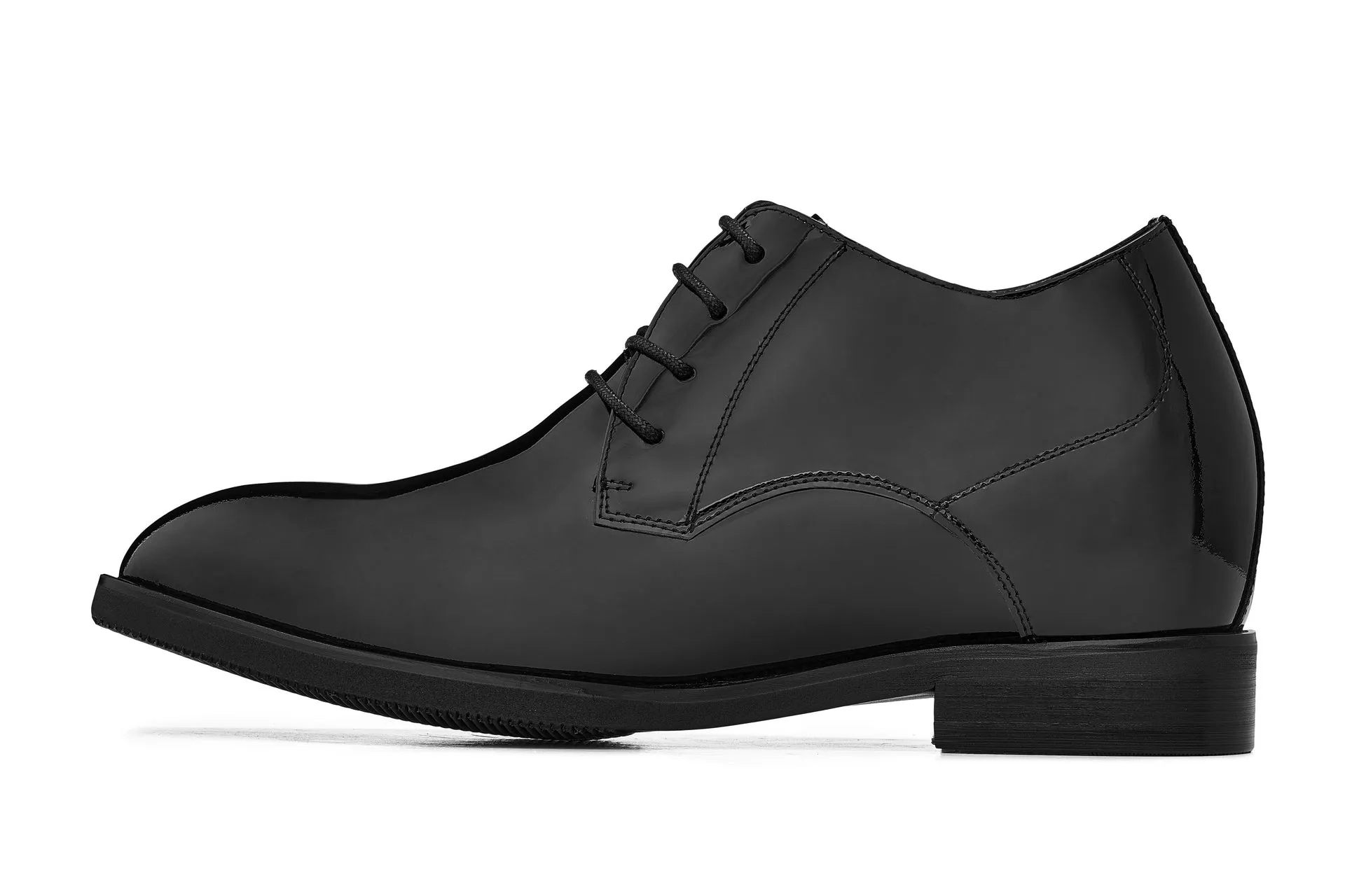 CALTO - K8010 - 3.4 Inches Taller (Black) - Patent Leather Dress Derbies