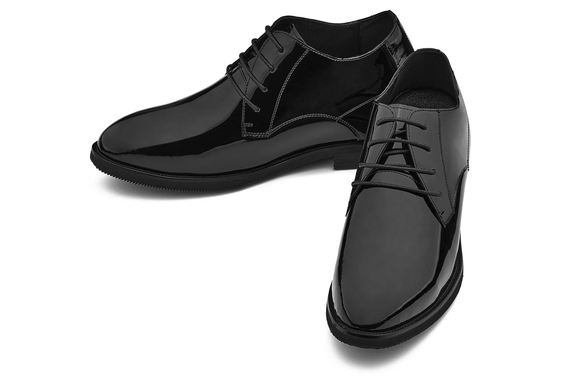 CALTO - K8010 - 3.4 Inches Taller (Black) - Patent Leather Dress Derbies