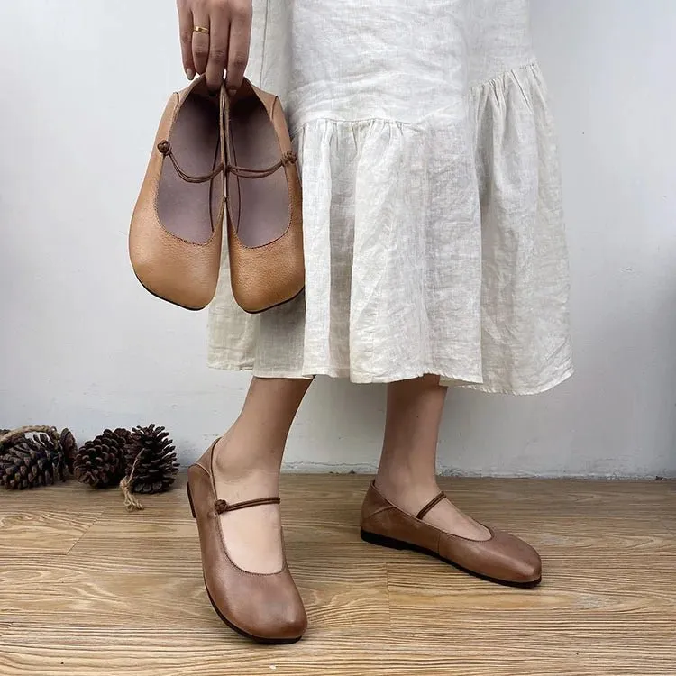Careaymade Genuine Leather Low Top Women's Shoes - Casual Slip-On Loafers