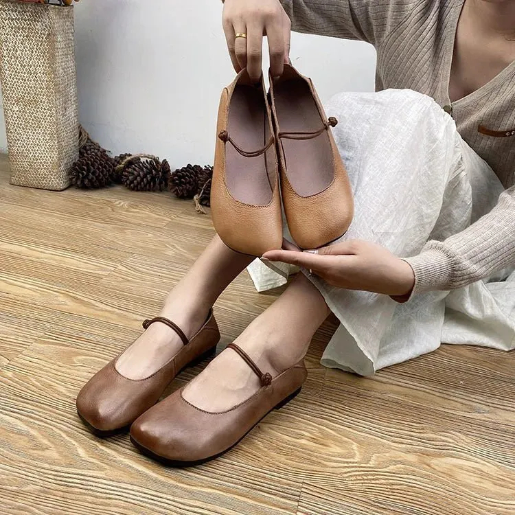 Careaymade Genuine Leather Low Top Women's Shoes - Casual Slip-On Loafers