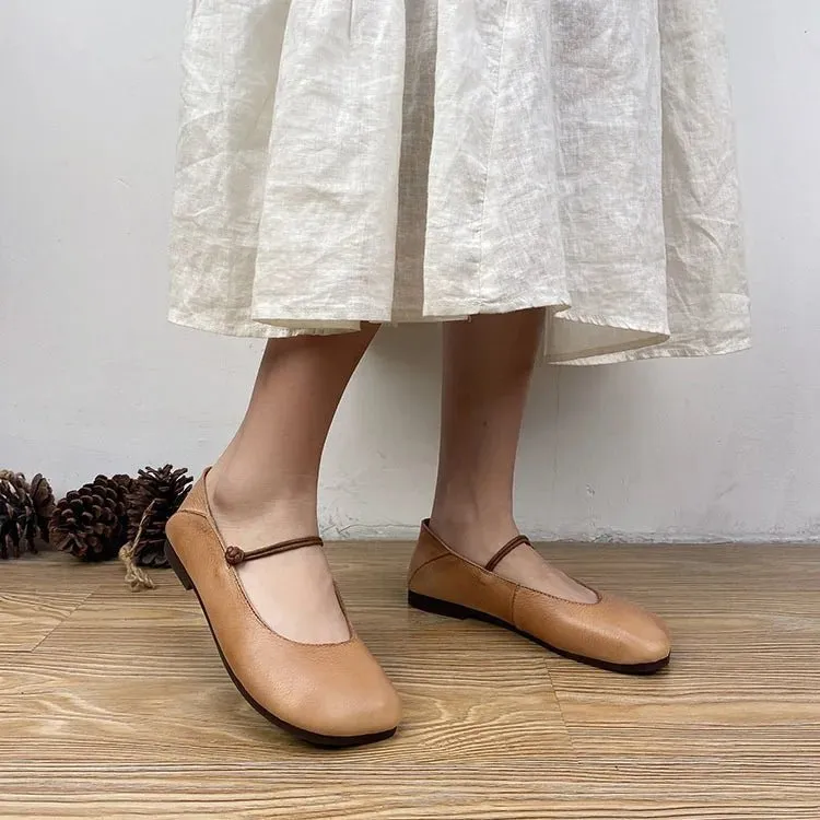 Careaymade Genuine Leather Low Top Women's Shoes - Casual Slip-On Loafers