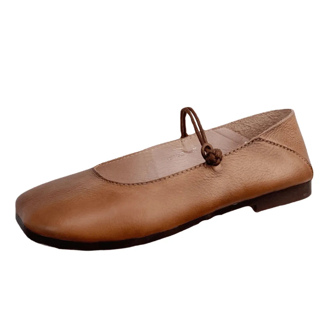 Careaymade Genuine Leather Low Top Women's Shoes - Casual Slip-On Loafers