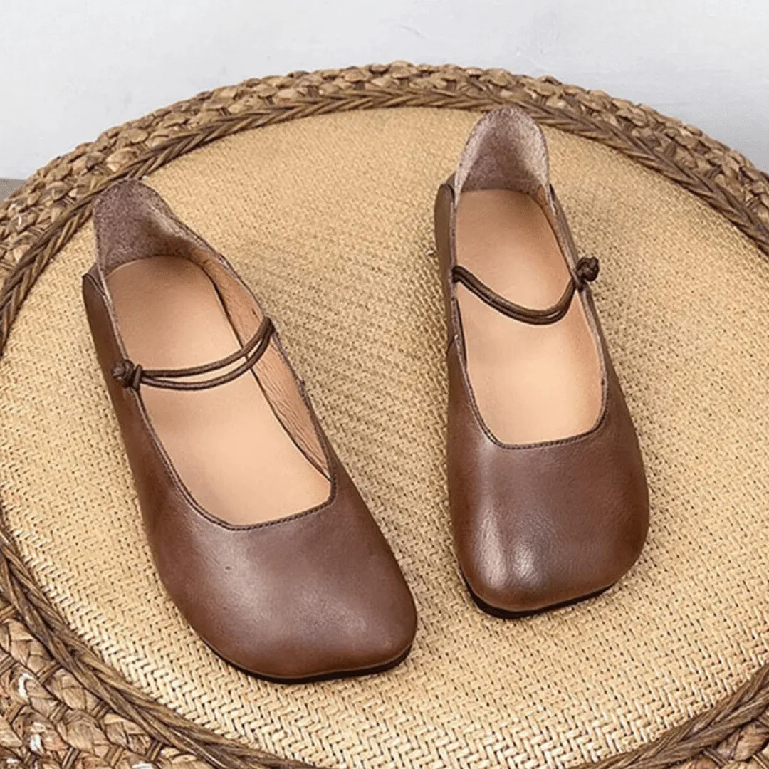 Careaymade Genuine Leather Low Top Women's Shoes - Casual Slip-On Loafers