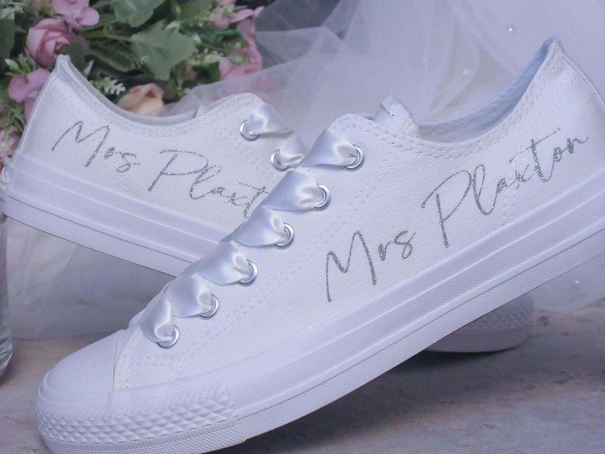 Custom Personalised Canvas Wedding Trainers.