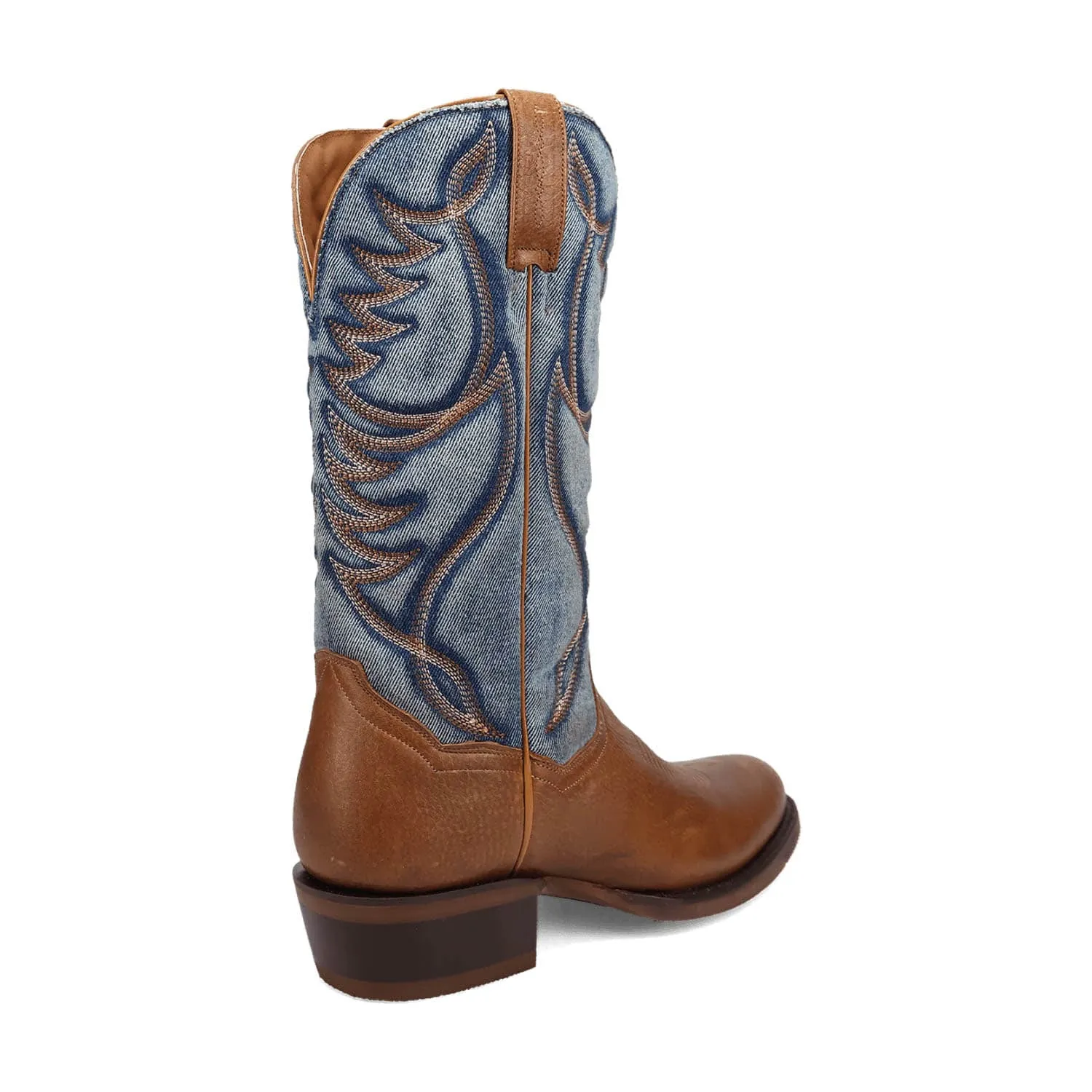 Dan Post Mens Bullock Tan/Denim Leather Cowboy Boots 13 D