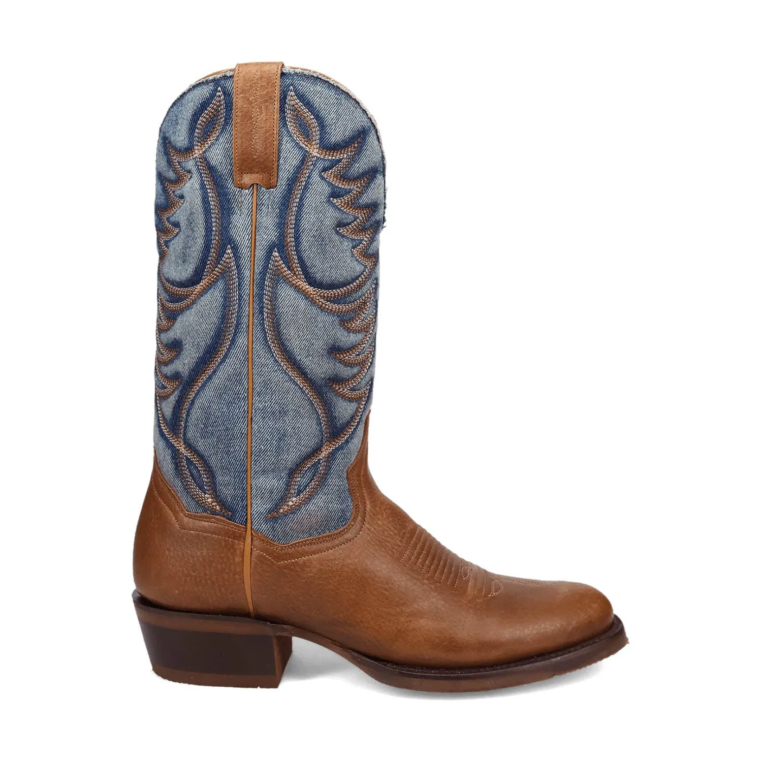 Dan Post Mens Bullock Tan/Denim Leather Cowboy Boots 13 D