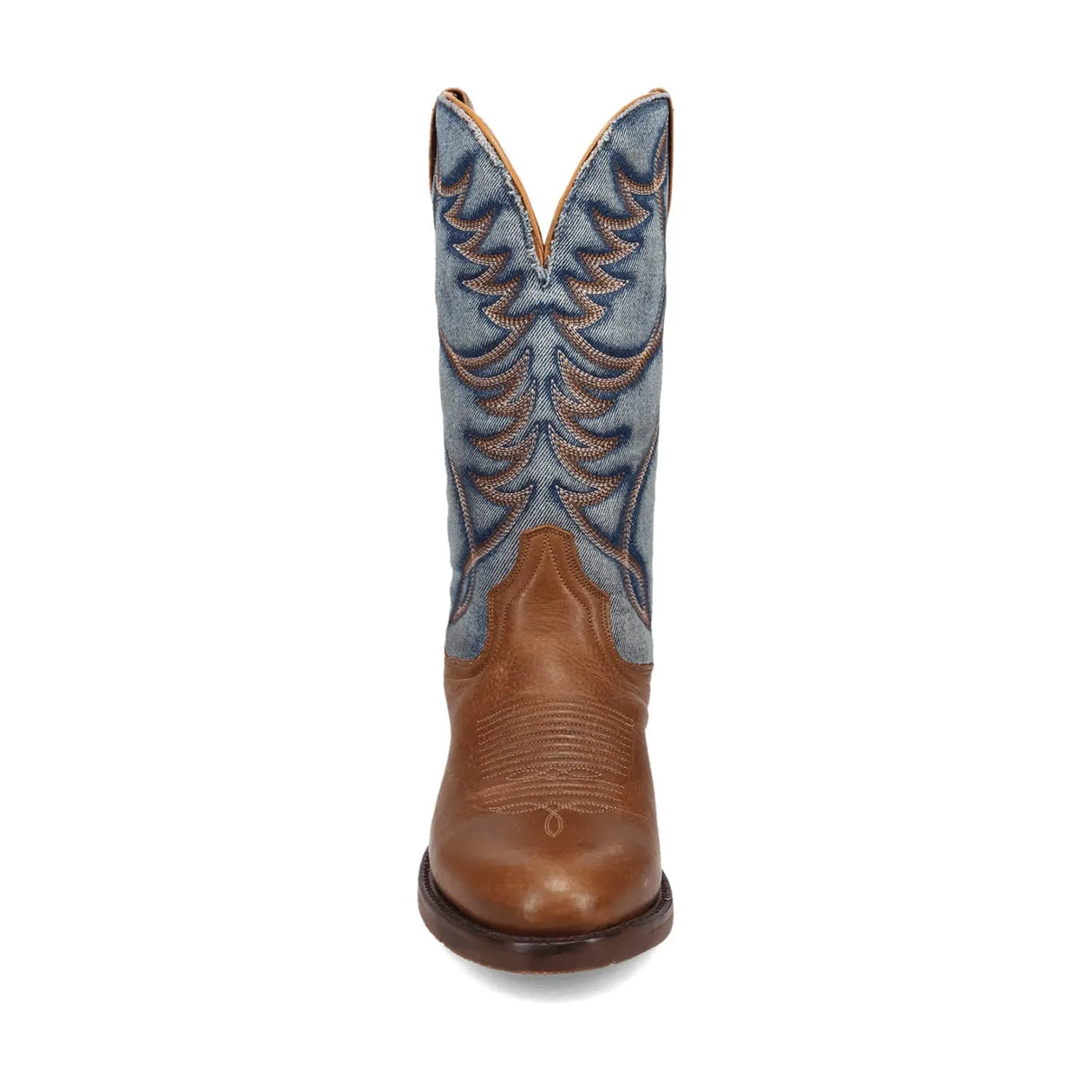 Dan Post Mens Bullock Tan/Denim Leather Cowboy Boots 13 D