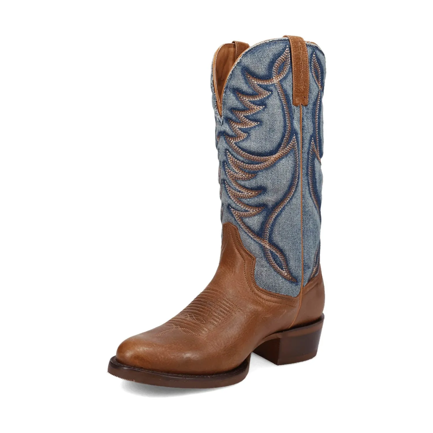 Dan Post Mens Bullock Tan/Denim Leather Cowboy Boots 13 D