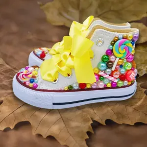 Dolly Bling Canvas Baseball Boots White Candy Cane