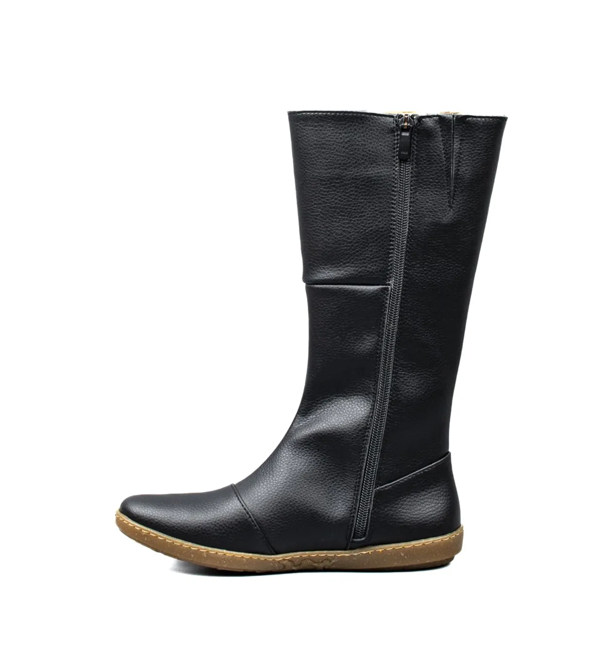 El Naturalista 5316T Black Rugged Coral Vegan Knee High Boots Zip Made In Spain