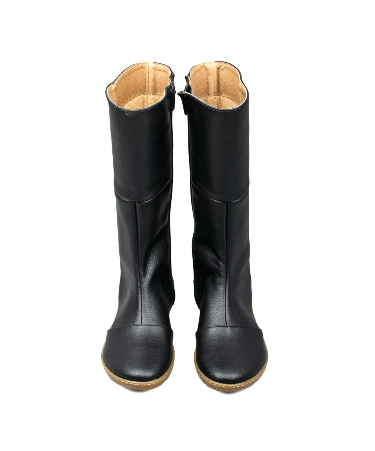 El Naturalista 5316T Black Rugged Coral Vegan Knee High Boots Zip Made In Spain