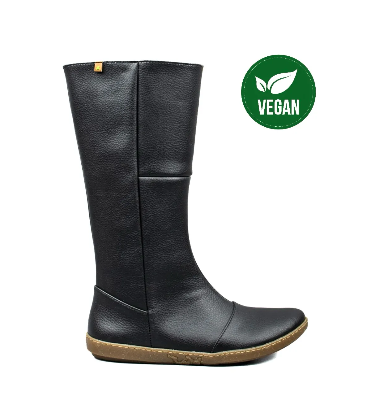 El Naturalista 5316T Black Rugged Coral Vegan Knee High Boots Zip Made In Spain