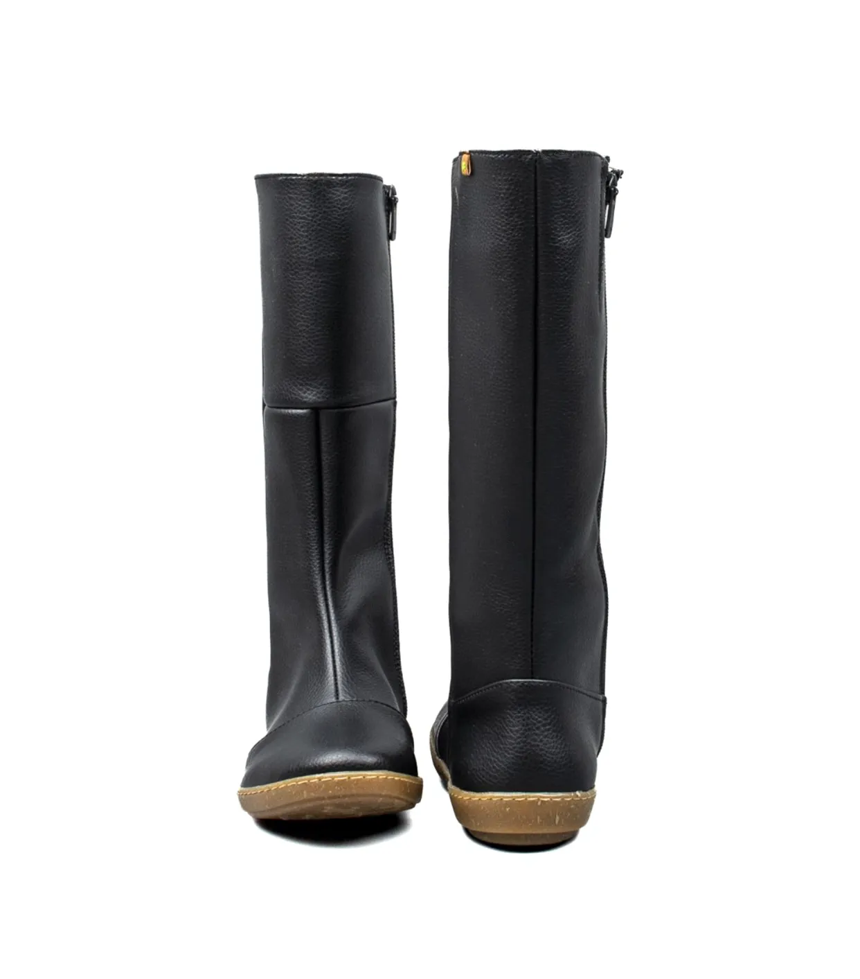 El Naturalista 5316T Black Rugged Coral Vegan Knee High Boots Zip Made In Spain