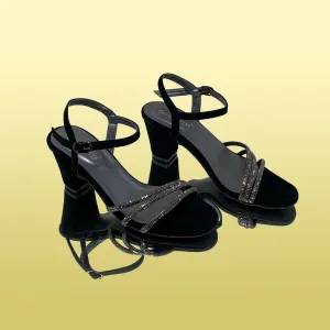 Elegant Black Suede High-Heel Sandals