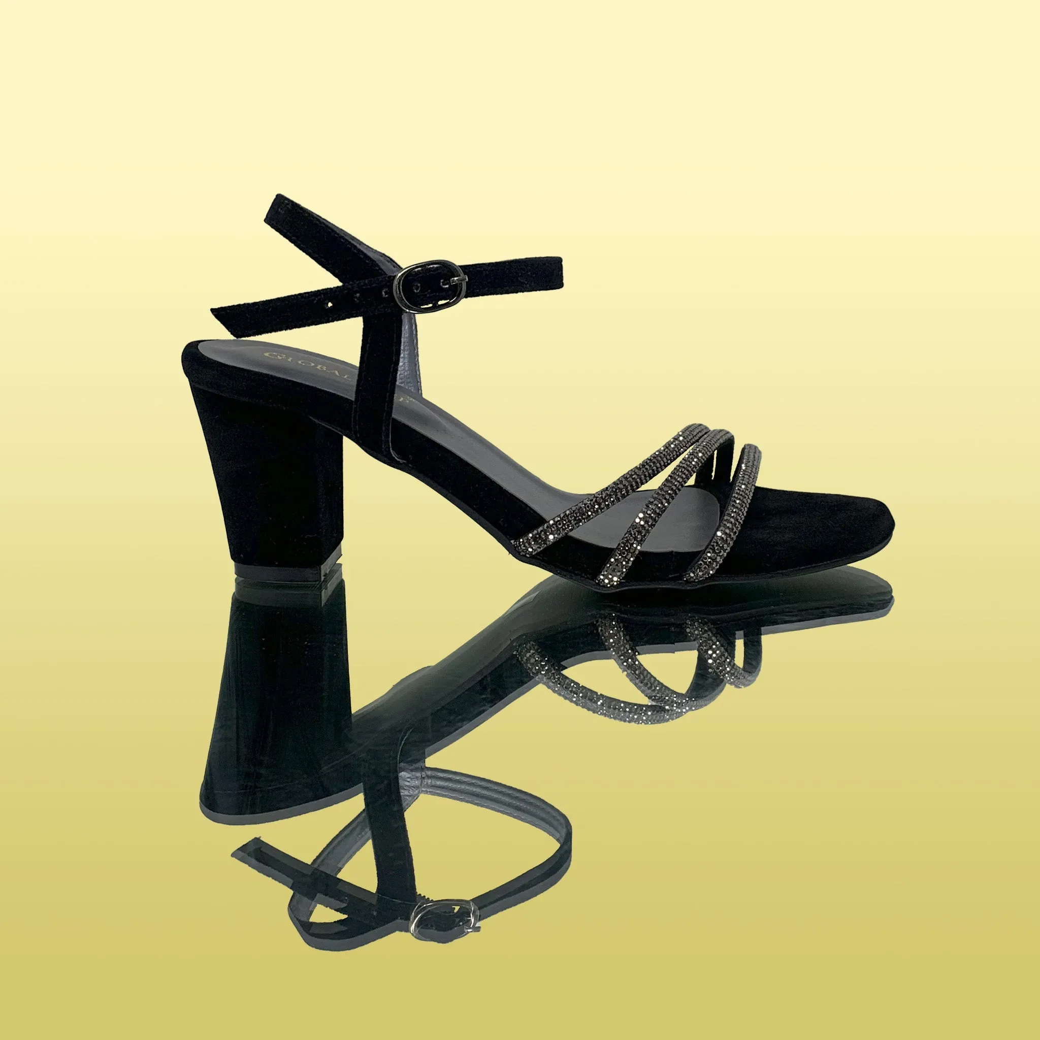Elegant Black Suede High-Heel Sandals