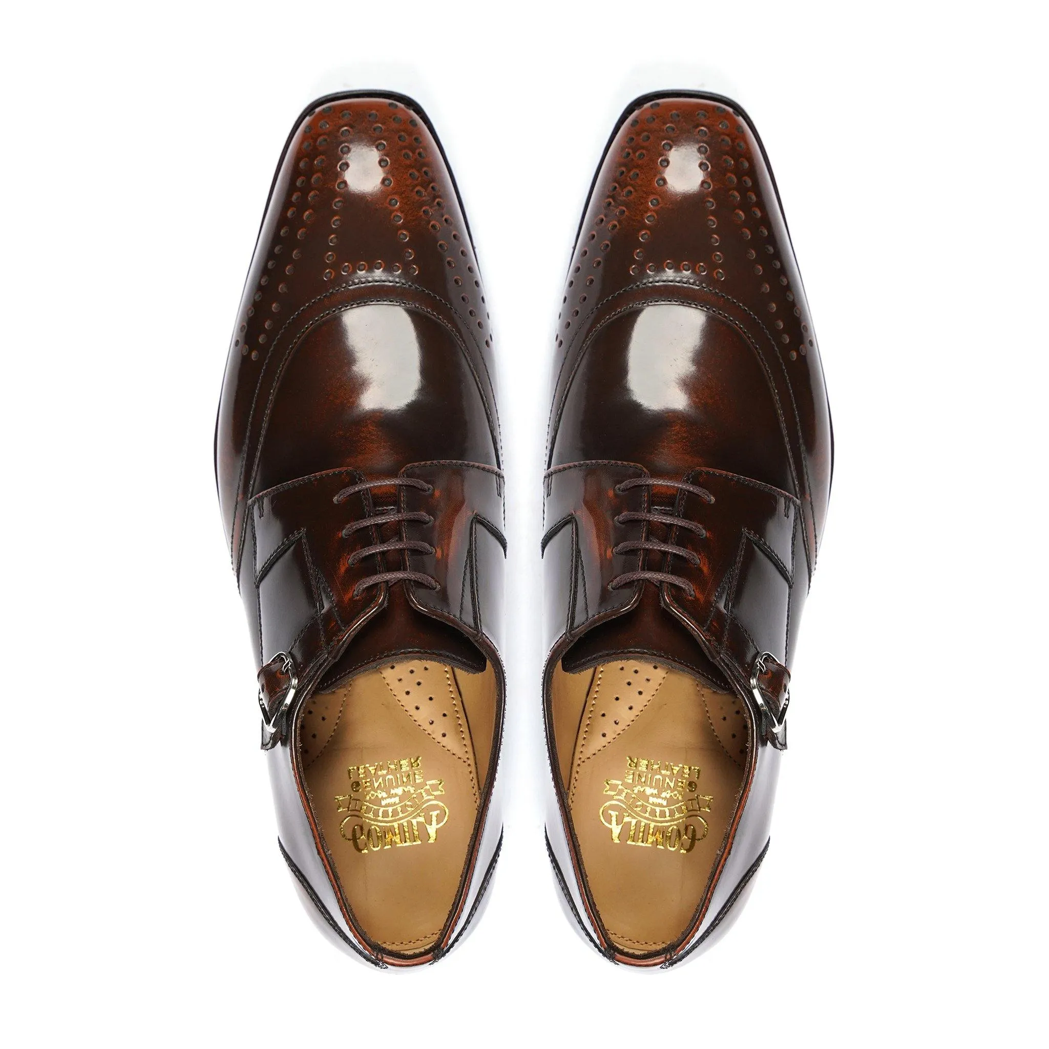 Fabio - Men's Burnished Brown Box Leather High Shine Derby Shoe