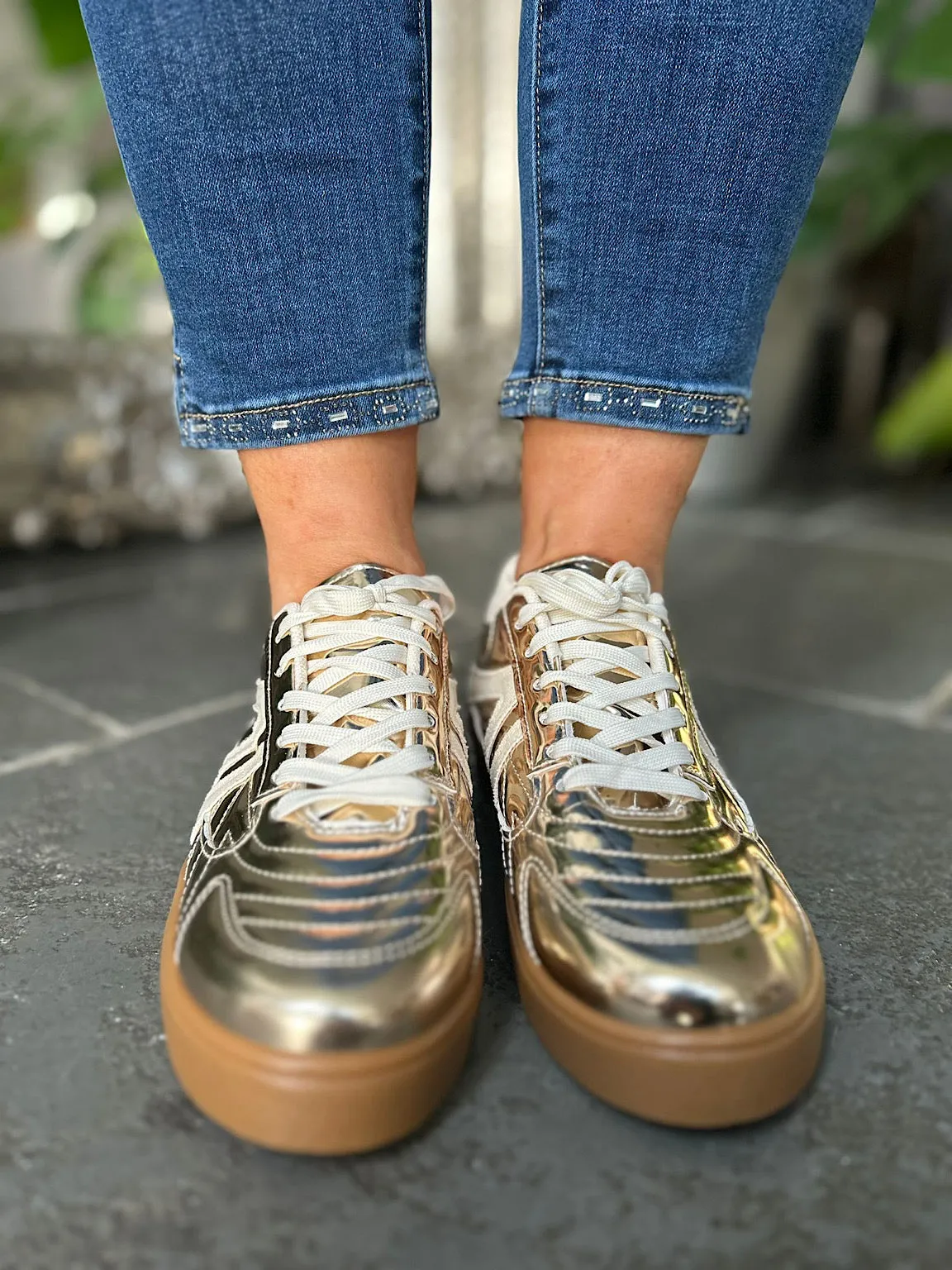 Gold Metallic Trainers