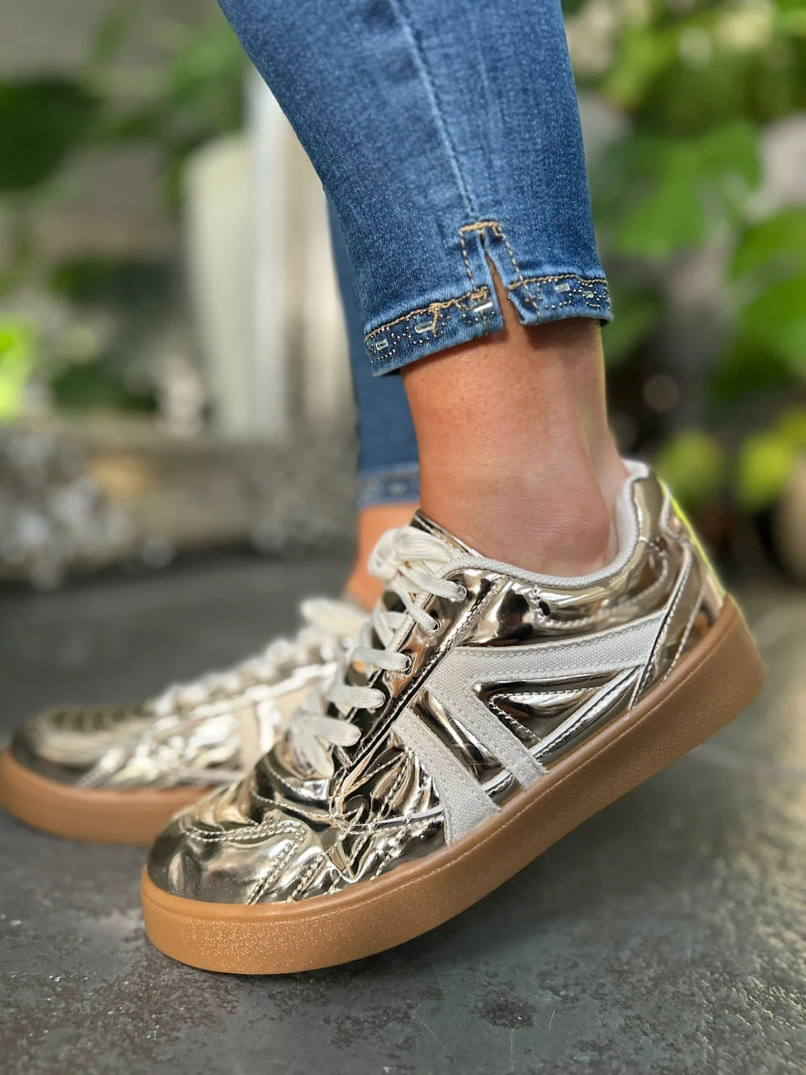 Gold Metallic Trainers