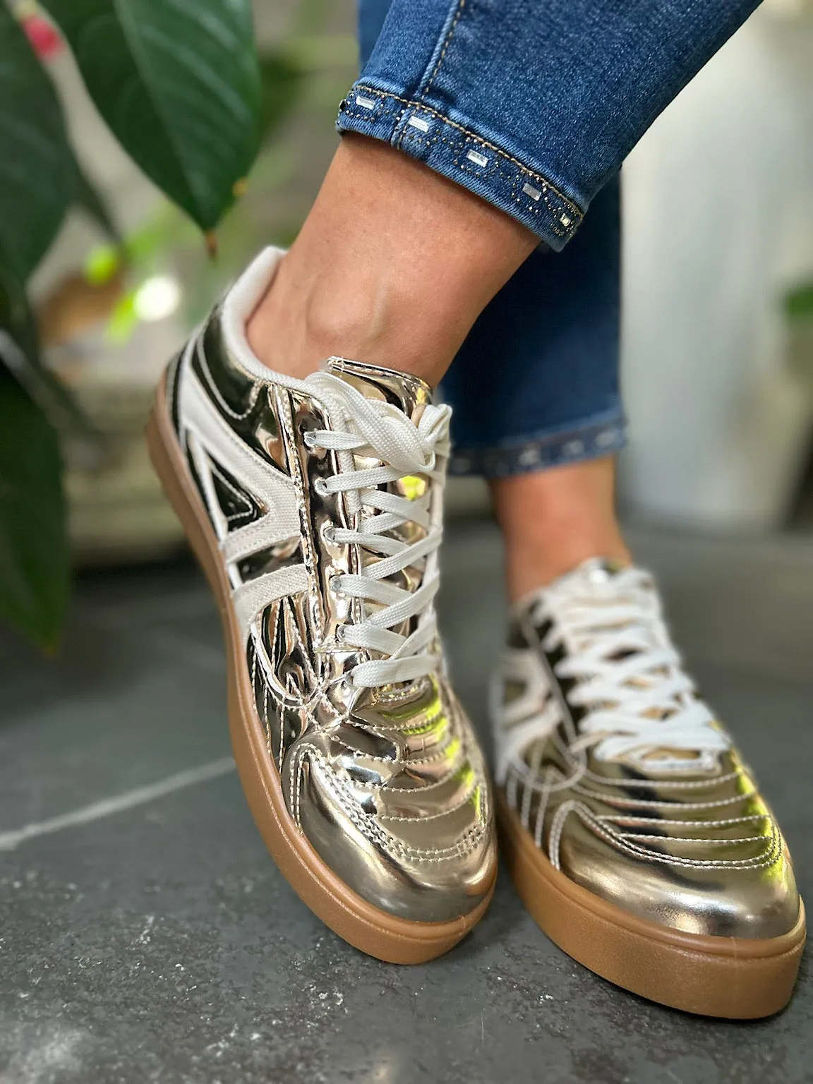 Gold Metallic Trainers