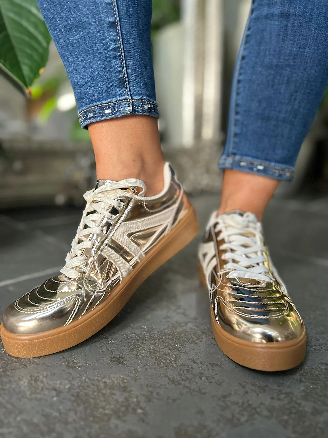 Gold Metallic Trainers