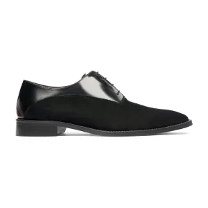 Handmade, Custom Men's Black Calf and Kid Suede Oxford