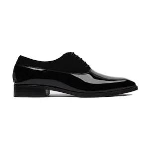 Handmade, Custom Men's Black Patent Leather and Kid Suede Oxford Shoes
