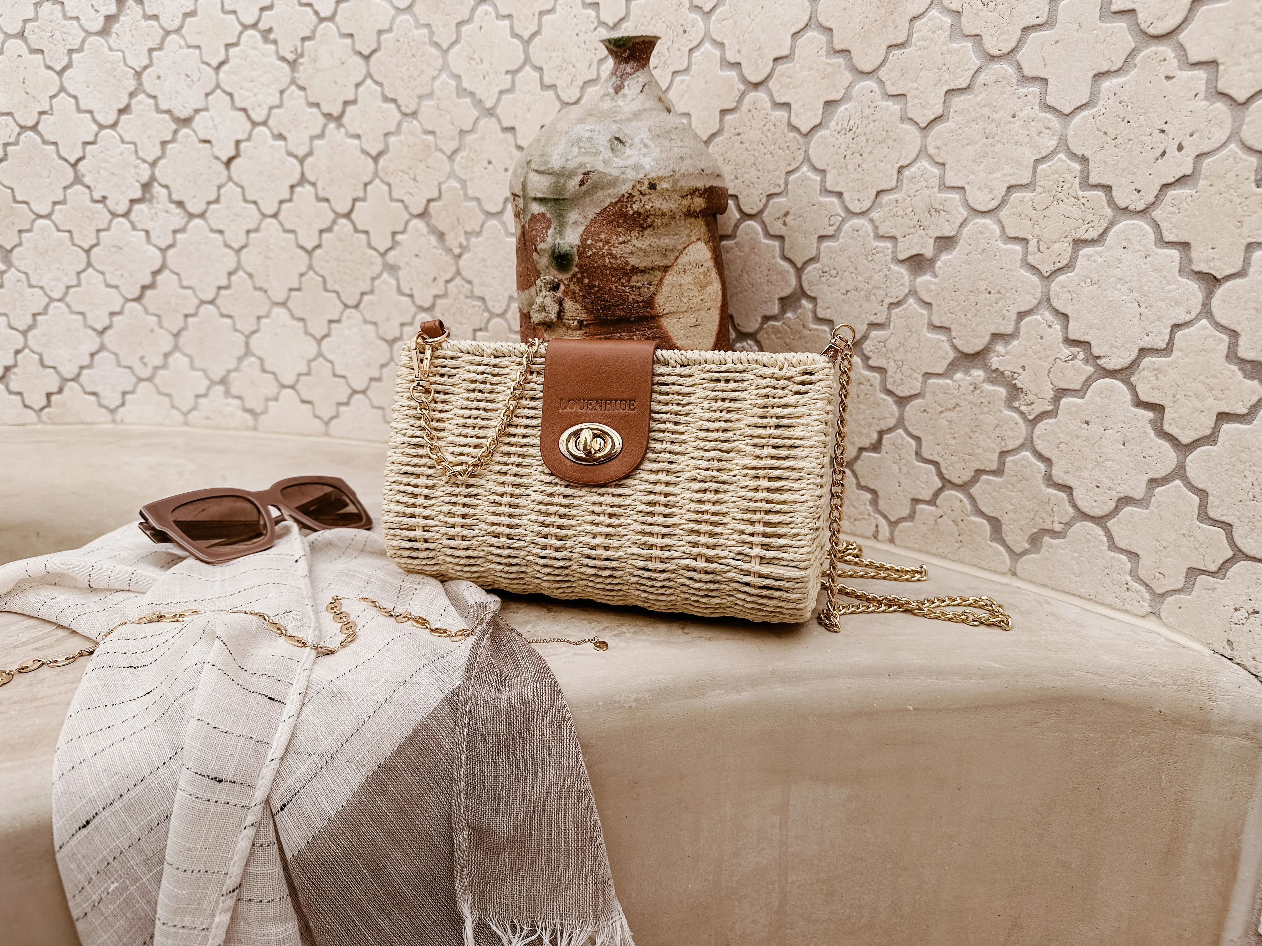 Louenhide Ophelia Raffia Crossbody Bag