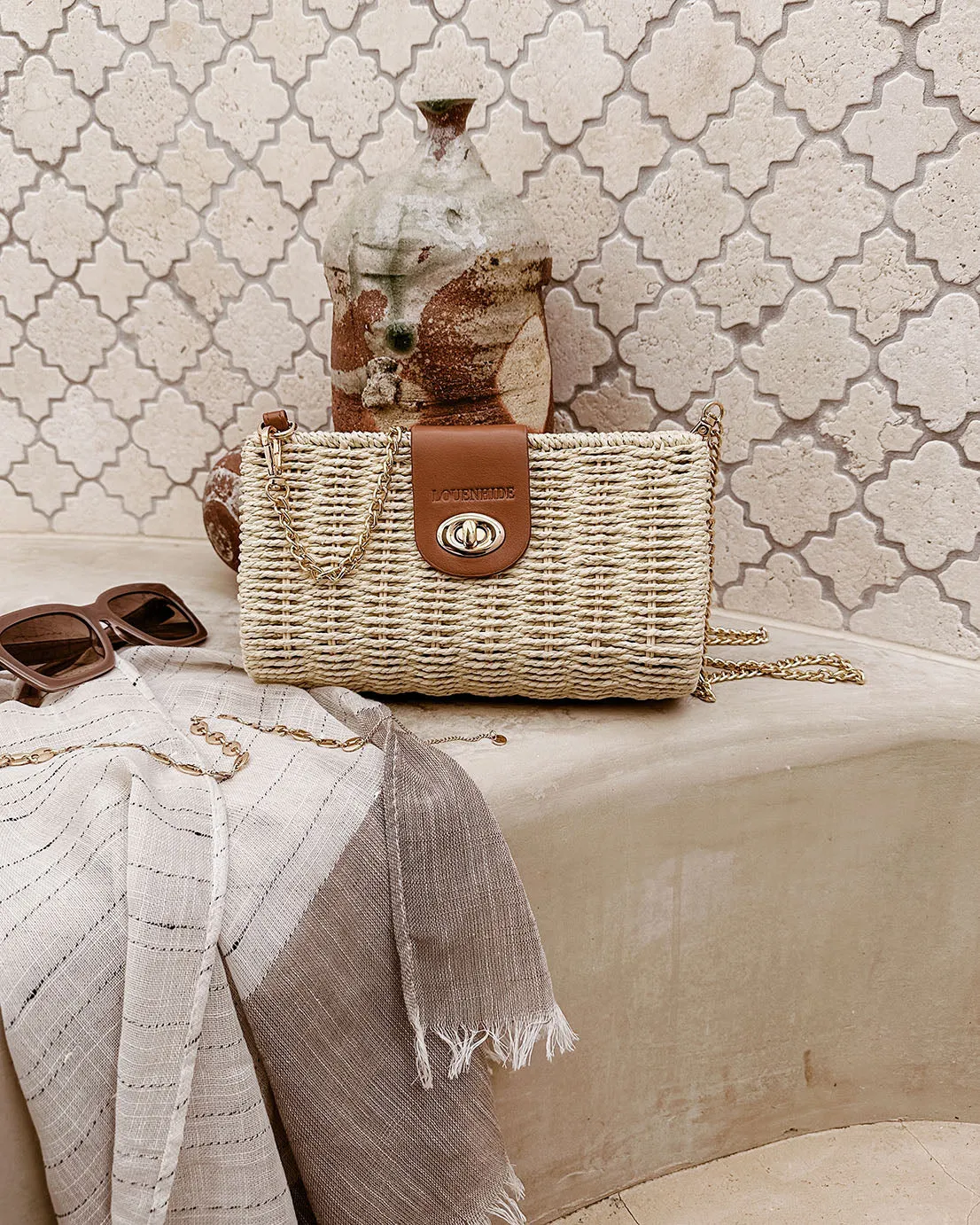Louenhide Ophelia Raffia Crossbody Bag