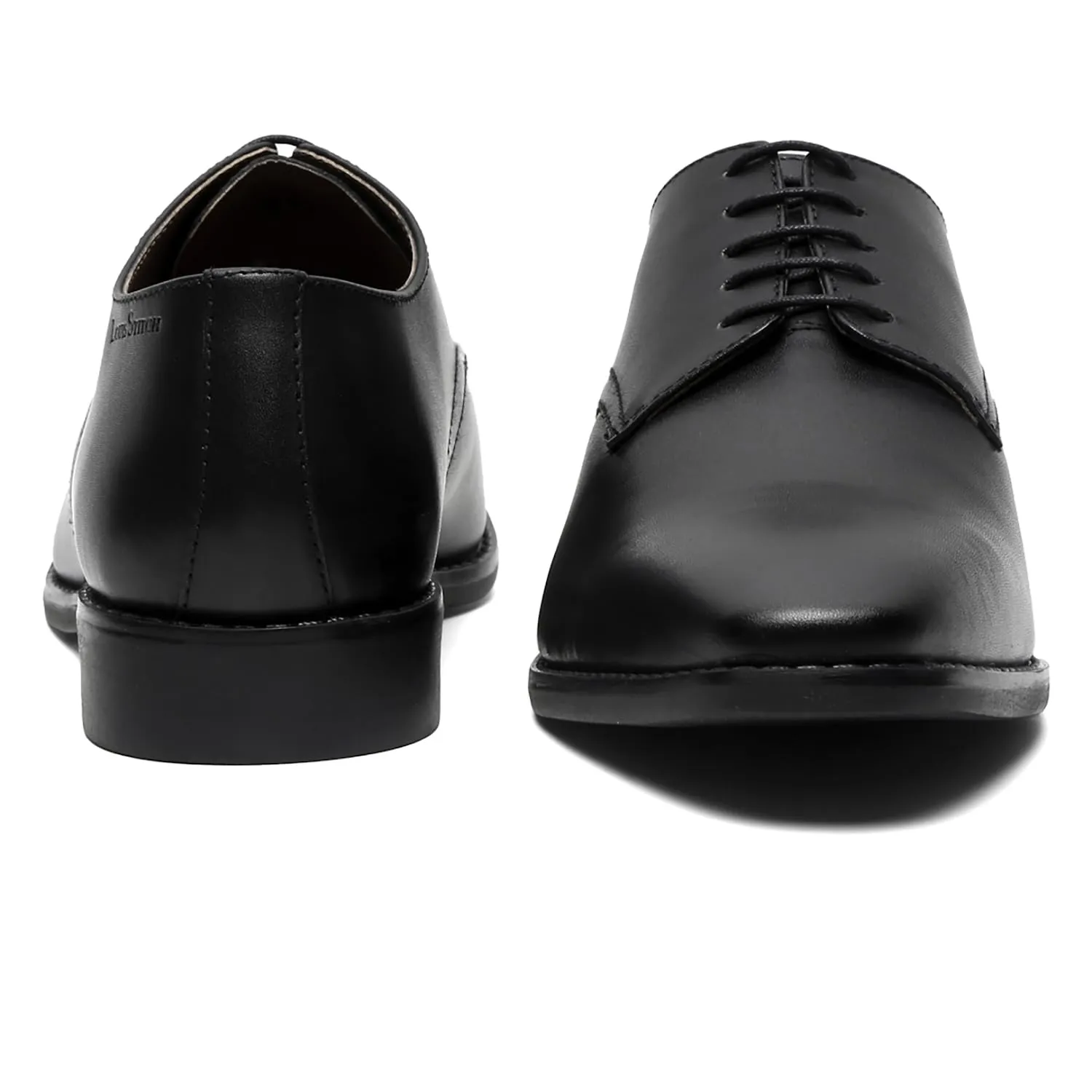 LOUIS STITCH Men's Jet Black Italian Leather Shoes Handmade Formal Lace Up Derbies for Men (RXPL) (Size- 8 UK)