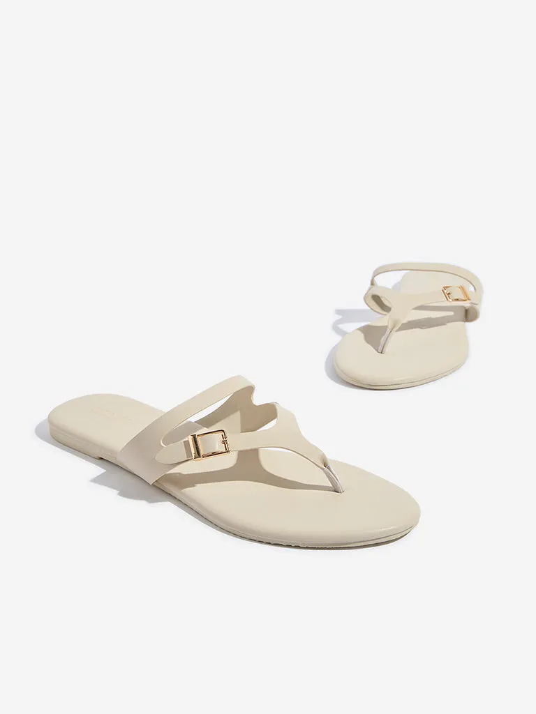 LUNA BLU Ivory Thong-Strap Sandals