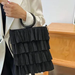 Luxury Tote Bag with Fabric Detailing