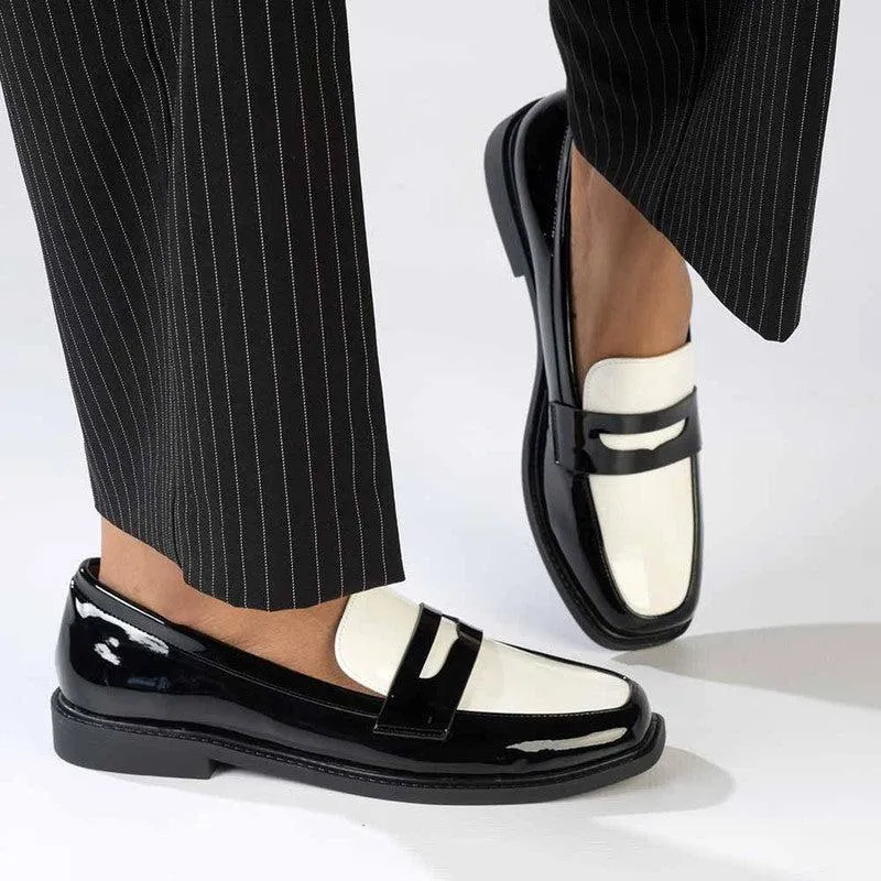 Madison Bliss 2 Tone Slip On Loafers - Black / White